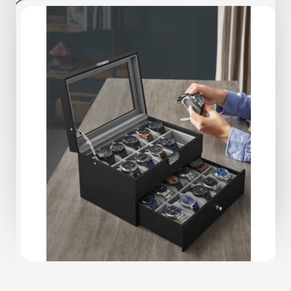 Black Watch Storage Box with Glass Lid